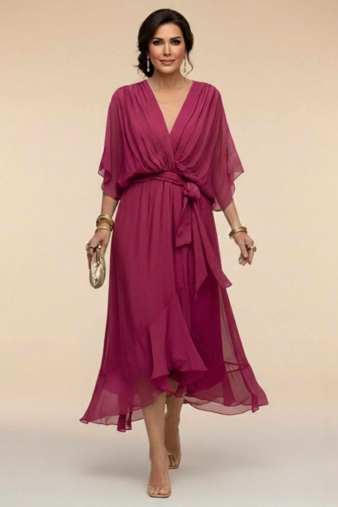 Rhea | Elegancka sukienka z dekoltem w serek