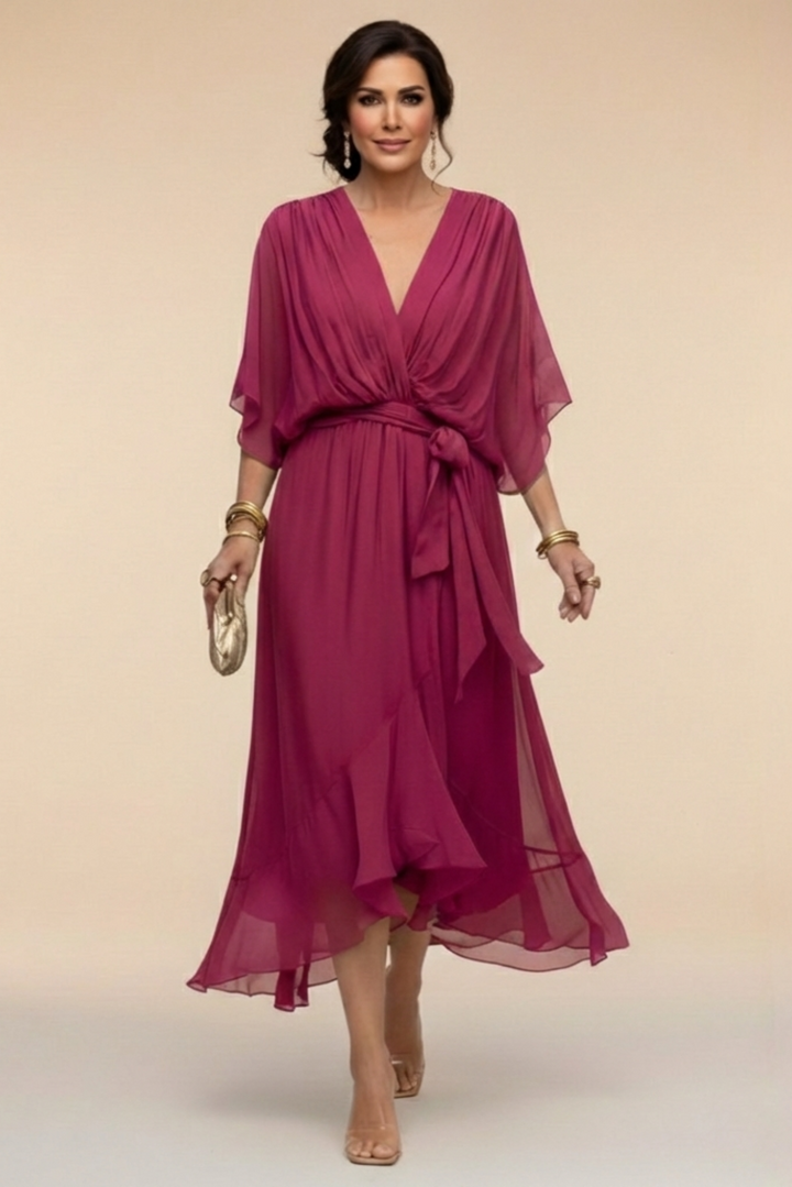 Rhea | Elegancka sukienka z dekoltem w serek
