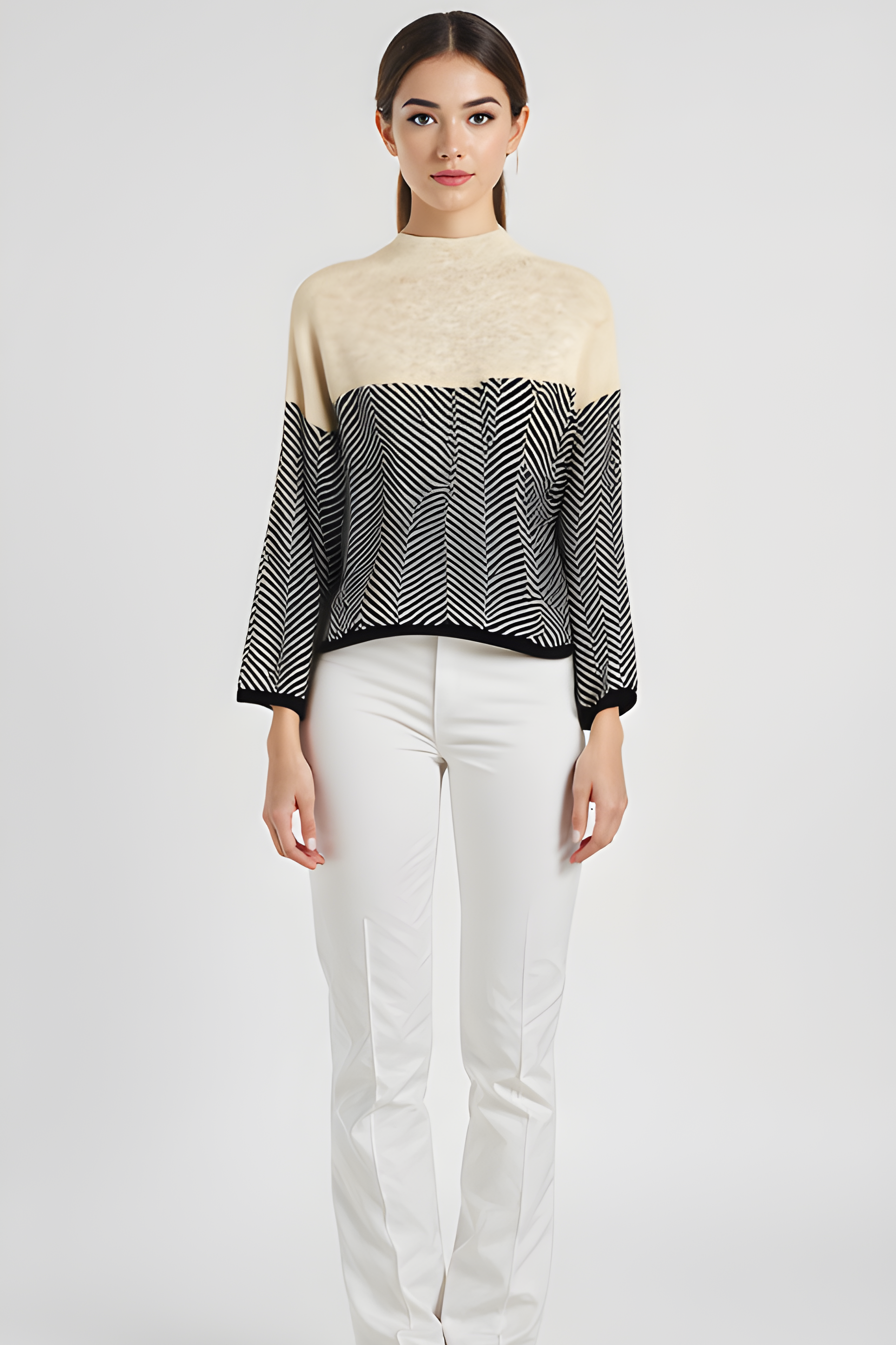 Elowen ™ | Dwukolorowy sweter z golfem