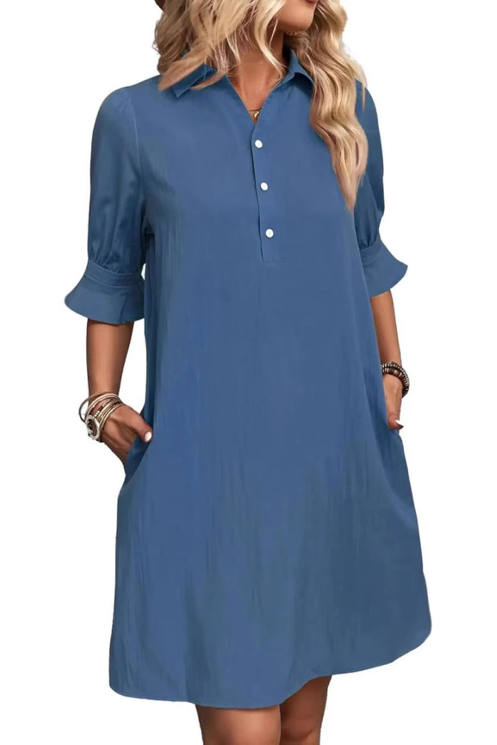 Elodie™ - Casual Button Down Shirt Dress