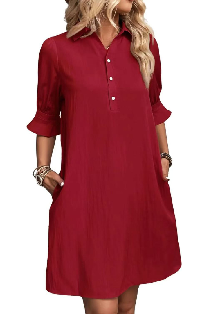 Elodie™ - Casual Button Down Shirt Dress