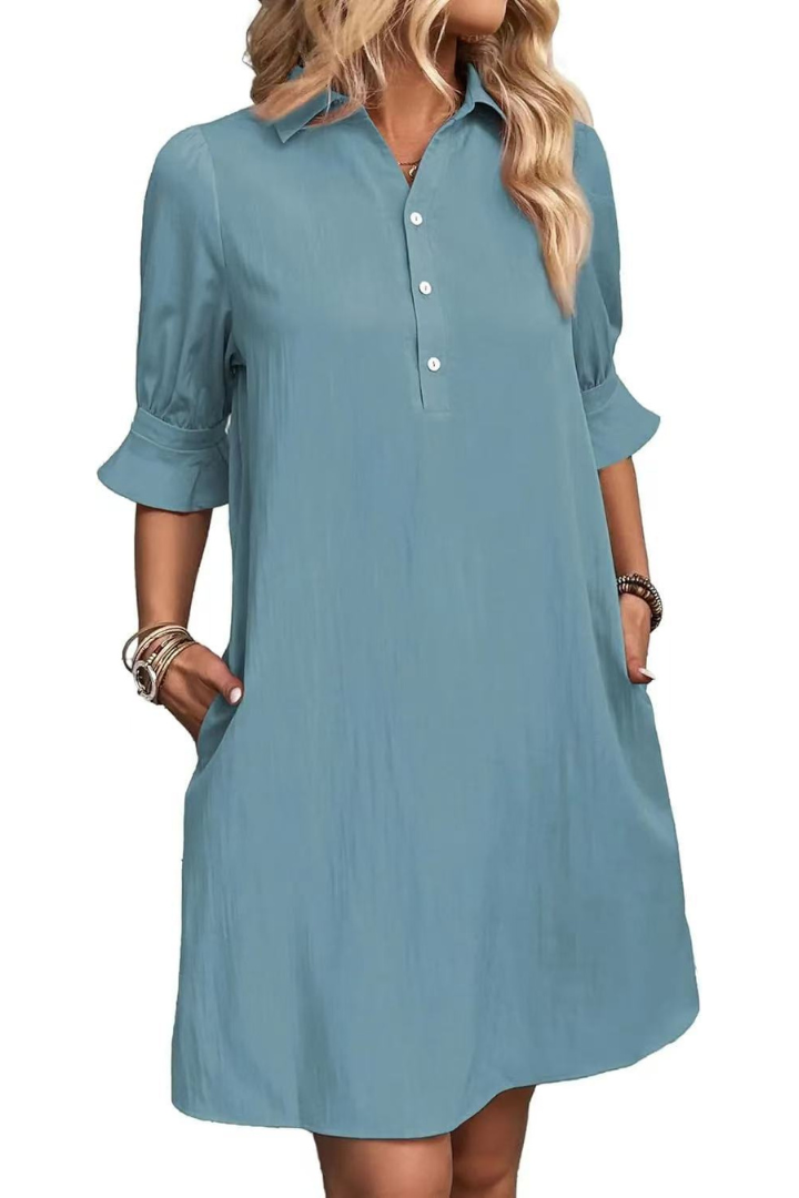 Elodie™ - Casual Button Down Shirt Dress