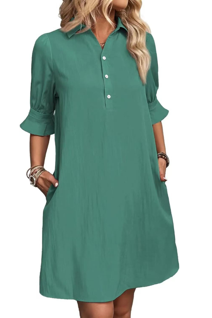 Elodie™ - Casual Button Down Shirt Dress