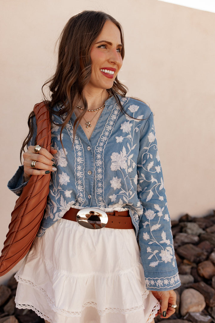 Selene Embroidered Button Blouse