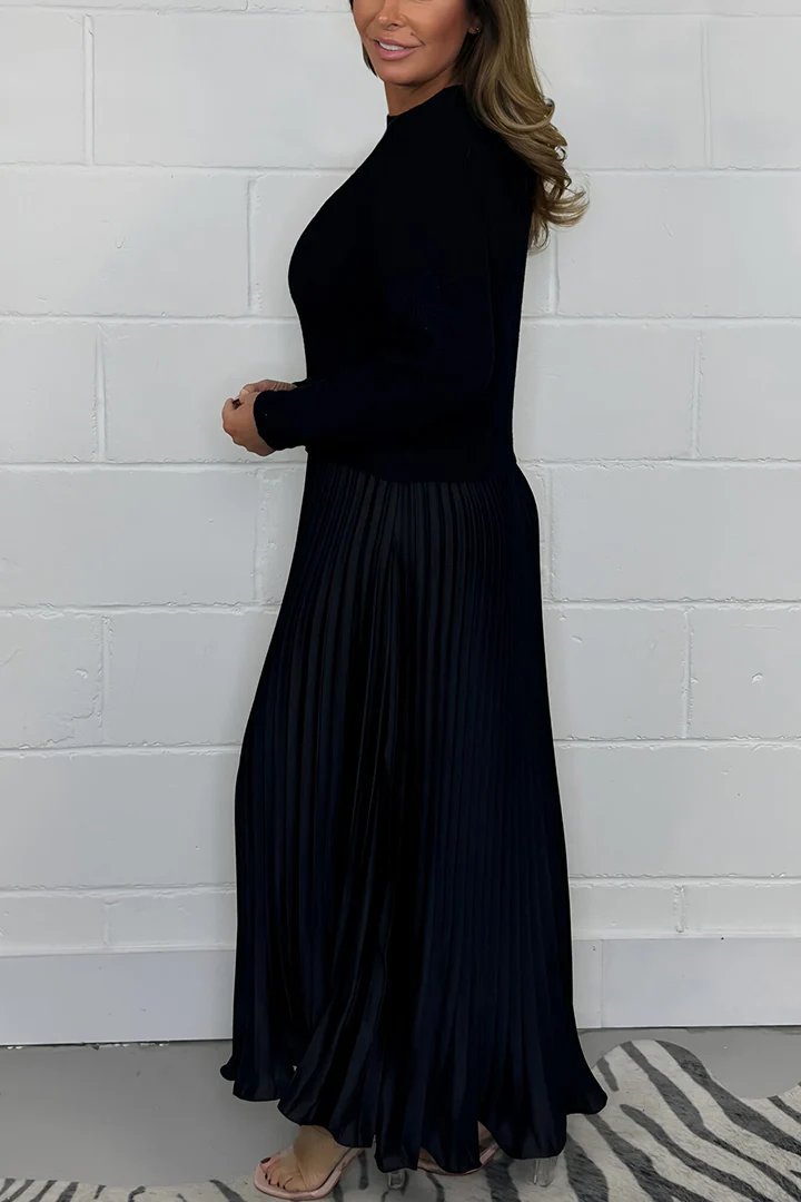 Isabella ™ - Sweter dzianinowy i plisowana spódnica satynowa